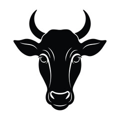Cow Head Silhouette Vector Art Illustration