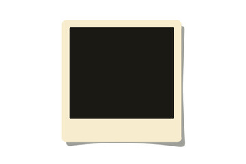 Retro photo frame, instant picture border with shadow. Vector illustration. Blank empty vintage template, mockup. Photography, memory, nostalgia. Scrapbook album design element.