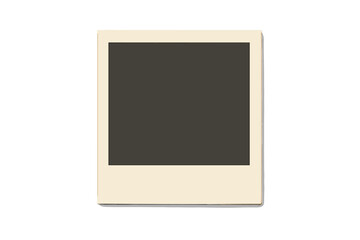 Realistic retro photo frame with shadow. Vector illustration of a blank instant picture. Vintage empty mockup for memory album, scrapbooking or photography design element.