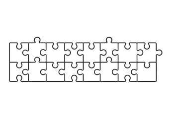 Marketing strategy puzzle concept. Jigsaw for business solutions, teamwork, and problem-solving. Metaphor for connection, integration, and completing a project. Vector.