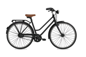 Realistic vector classic city bike. Isolated vintage urban bicycle for transport. Concept for eco-friendly travel, healthy lifestyle, sport, outdoor activity. Black retro cycle.