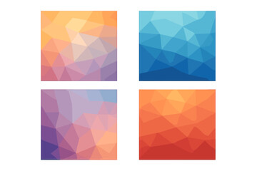 Set of abstract geometric backgrounds. Polygonal vector pattern collection. Low poly style design elements. Modern vibrant gradient wallpaper for web, banner, poster, cover.