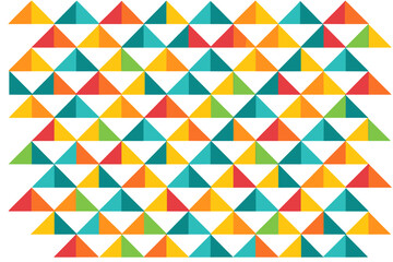 Seamless geometric pattern with colorful triangles. Vector abstract background. Modern flat design mosaic texture for fabric, textile print, wallpaper, wrapping paper, web.