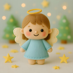 Cute Felt Christmas Angel Plush – Handmade Holiday Decoration