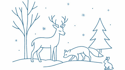 Naklejka premium Magical Christmas Winter Illustrations Collection