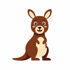 Cute Cartoon Style Happy Kangaroo Animal Character Mascot Illustration