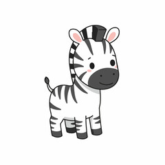 Cute Cartoon Style Little Zebra Standing Illustration Animal Design