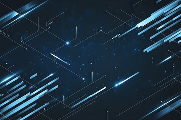 Abstract digital network background with glowing lines representing data flow in cyberspace with a dark blue futuristic theme