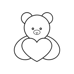 Bear holding heart line drawing simple art silhouette