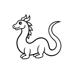 Fototapeta premium Cartoon dragon with curved neck and tail up silhouette