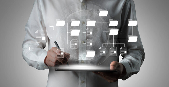 Digital file structure showing folder organization, file hierarchy, and document arrangement. File structure supports management, improves access, and file structure enhances clarity. Vouch