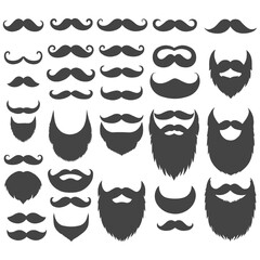 Collection of Mustache and Beard Silhouettes