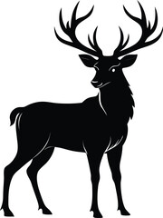 Fototapeta premium Vector art of silhouette of a majestic stag with large antlers