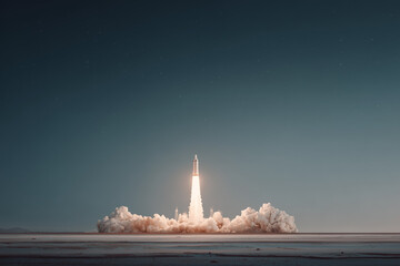 Rocket Launch Against Starry Sky