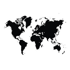 Black silhouette of the world map on a white background