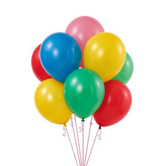 A group of assorted colorful balloons isolated on transparent background