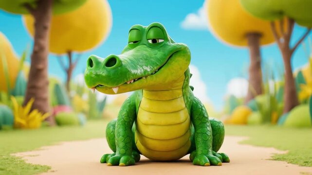 Funny Crocodile Sticking Tongue Out In A Playful Way, Cartoon 3D Animation, Seamless Loop Design, Exaggerated Movement, Cheerful And Silly Atmosphere_2_prob4