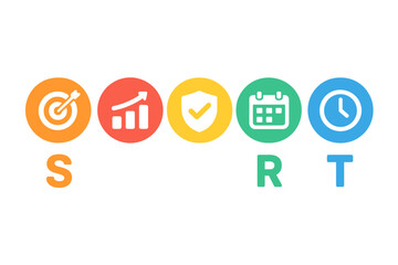 SMART goal setting method infographic. Business concept for objectives criteria. Specific, Measurable, Achievable, Relevant, Time-bound. Project management strategy banner vector.