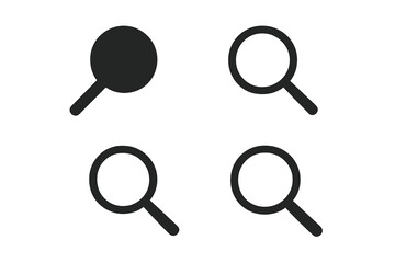 Search icon collection. Magnifying glass vector set. Find, discover, and zoom symbol. Lupe for research, analysis, investigation. Web button, UI, UX interface element design.