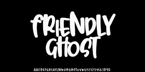 Fototapeta premium Hand drawn bold vector font. unique uppercase and lowercase alphabet with variation, fun and creative style. Typography for branding, cafe, food, product, bakery, and etc.