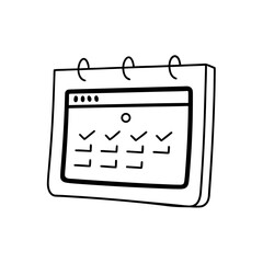 Calendar with check marks and circle icon silhouette