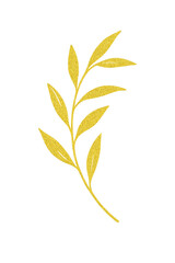Elegant golden botanical branch isolated on transparent background. Perfect for luxury branding, wedding invitations, packaging design, minimalist decor, logo templates, modern nature-inspired project
