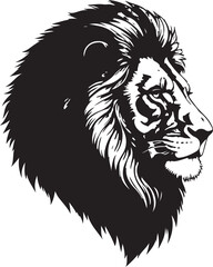 black vector of lion face in silhouette 