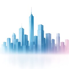 Naklejka premium Futuristic metropolis architecture on a white background, a clean vector-style illustration for business, technology, or construction themes.