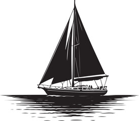 black vector of sailboat on water in silhouette