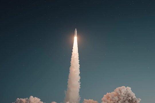 Rocket Launch Against Starry Sky