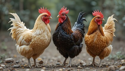 beautiful hens in the poltyforme
