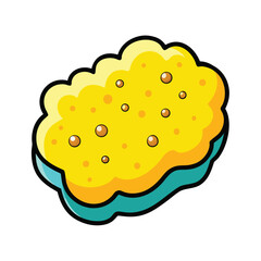 Cartoon Bath Sponge Isolated on White Background