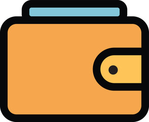 Orange wallet with a blue stripe modern vector illustration