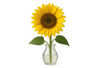 Obraz premium Sunflower in glass vase with water on transparent background