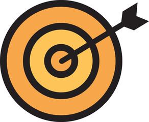 Vector graphic of a bullseye target with a red arrow hitting the center