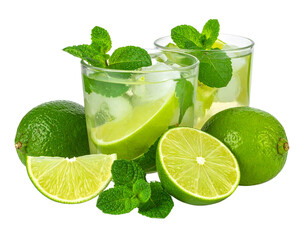 mojito cocktail isolated on white background