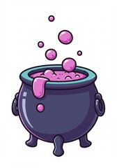 魔法の鍋, 紫の液体, ベクターイラスト