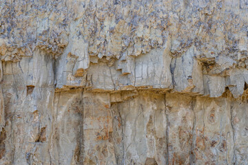Columnar jointing. Junction Butte Basalt（ Pliocene ) - Includes some gravel.  near Devils Den, Grand Loop Road, Yellowstone National Park , Wyoming. 

