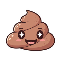 Cute Poop Emoji – Funny Cartoon, Smiley, Kawaii, Humor Vector Illustration