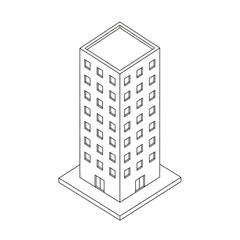 Isometric Building Icon – Skyscraper, Architecture, Office Tower, Urban City Vector Illustration