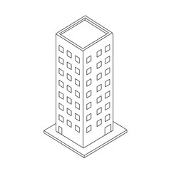 Isometric Building Icon – Skyscraper, Architecture, Office Tower, Urban City Vector Illustration