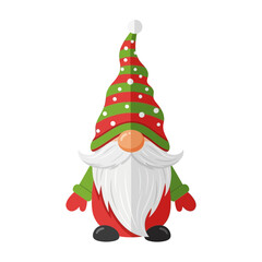 Christmas Gnome Illustration – Cute Holiday Elf, Festive Santa Dwarf Vector Art