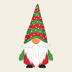Christmas Gnome Illustration – Cute Holiday Elf, Festive Santa Dwarf Vector Art