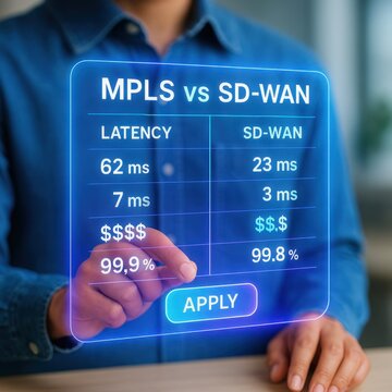Comparing mpls and sd-wan latency and performance metrics in a business environment interactive data visualization