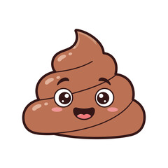 Cute Poop Emoji – Funny Cartoon, Smiley, Kawaii, Humor Vector Illustration