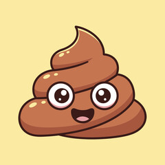 Cute Poop Emoji – Funny Cartoon, Smiley, Kawaii, Humor Vector Illustration