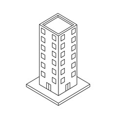 Isometric Building Icon – Skyscraper, Architecture, Office Tower, Urban City Vector Illustration