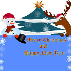 christmas greeting card with snowman