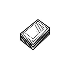 Minimalist sketch of a solid state drive. Simple vector icon illustration representing computer memory, data storage, and modern technology in an isometric view