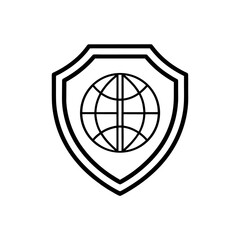 Global Internet Security Shield Icon Depicting Network Protection and Data Privacy, Illustrating Worldwide Digital Safety and Cyber Defense Concepts for Secure Online Communication and Data Management